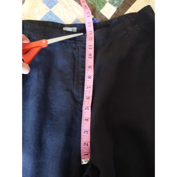 J.Jill Women's 16P Black 100% Linen Wide Leg Pants Zipper Closure Petite - Picture 7 of 8